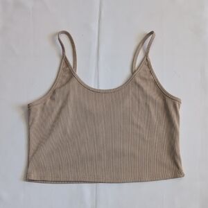 Tan Ribbed Women's Crop Camisole